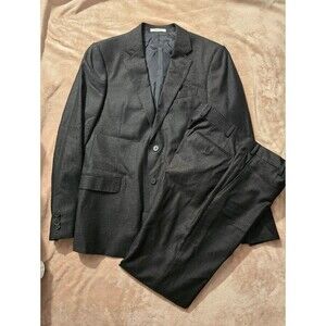 Sold Armani Collezioni Sartorial 100% Wool Dark Grey 2 Piece Suit Set Size 40 R